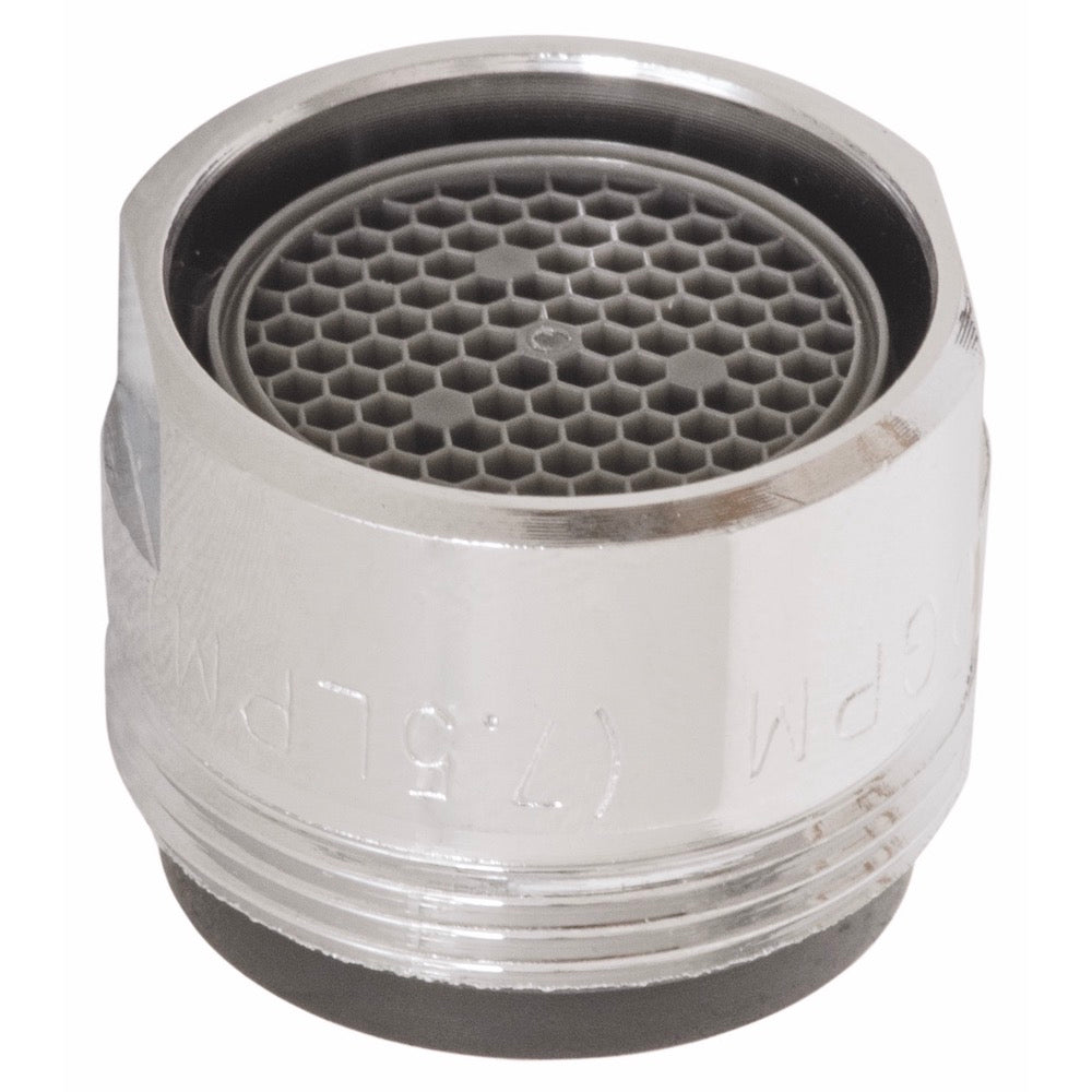 Nahaufnahme des Alvito Auslaufsiebs klein für Armatur Verona, eines kleinen Wasserhahnsiebs zur Befestigung an einer 3-Wege-Armatur zur Wasserdurchflusskontrolle und Filterung.