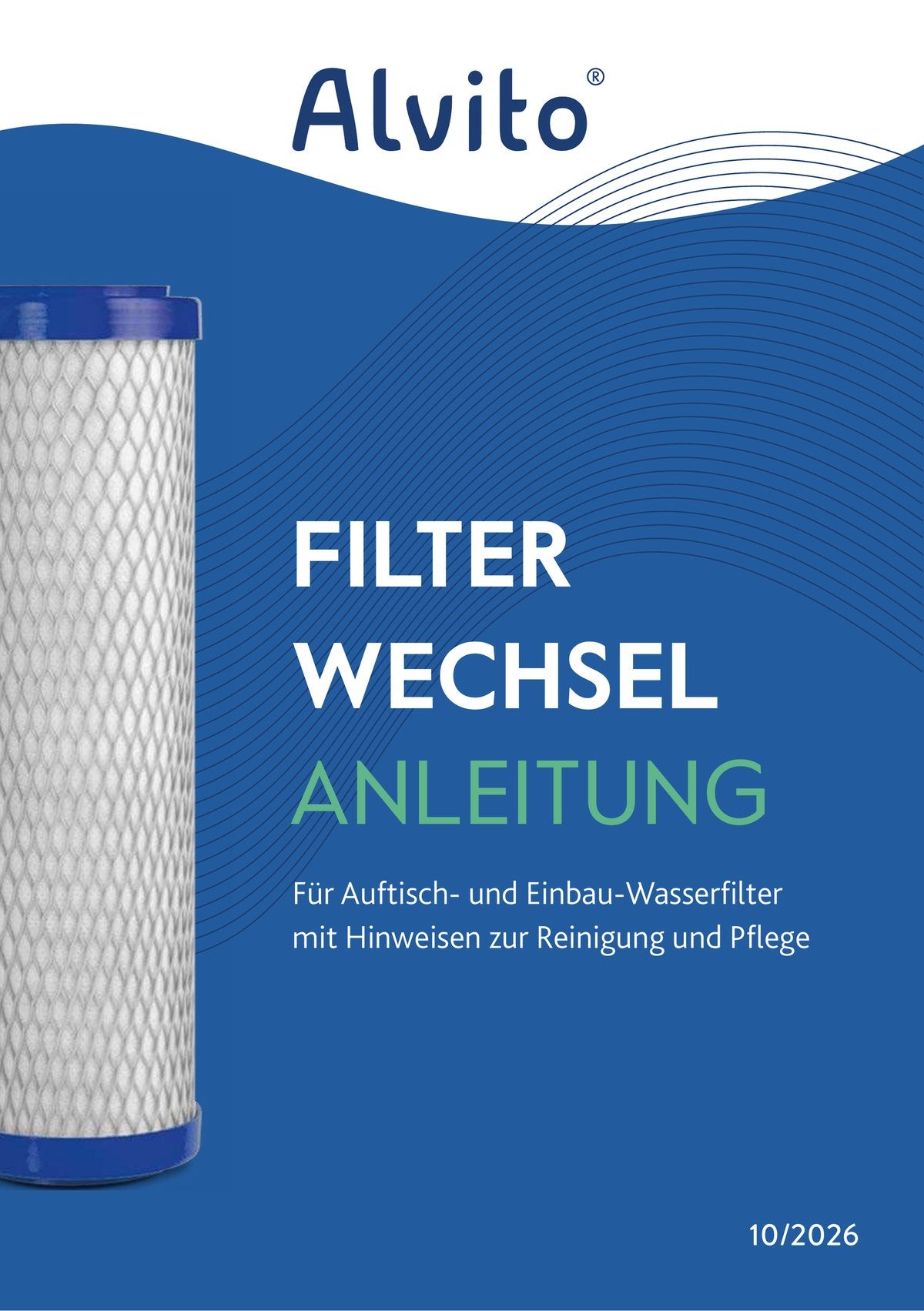 Titelblatt der Anleitung zum Filterwechsel bei Alvito Wasserfiltern