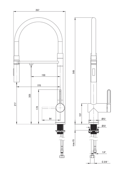 Primo – 3-Wege-Wasserhahn Edelstahl für Wasserfilter