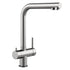 Der Atessa 3-Wege-Wasserhahn Edelstahl für Wasserfilter verfügt über einen hohen, eckigen Auslauf und einen seitlichen Einhebel, ideal für moderne Küchen. Dieser Wasserhahn spendet sowohl normales als auch gefiltertes Wasser mit Leichtigkeit für moderne Spüleinrichtungen.